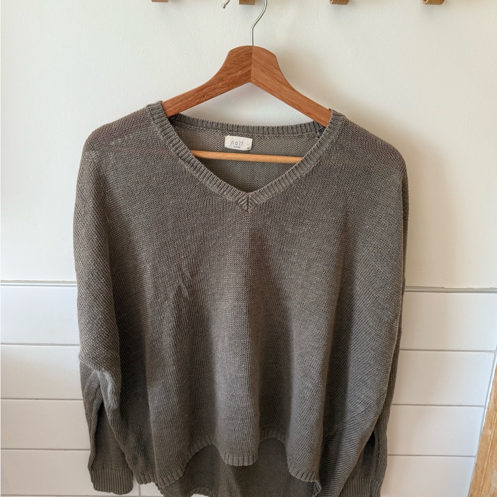 100% linen naif light olive Sweater -fits 3x